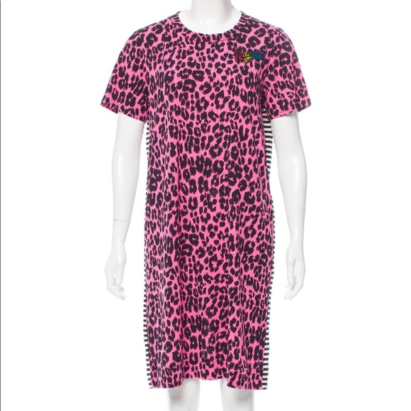 pink leopard print shirt dress